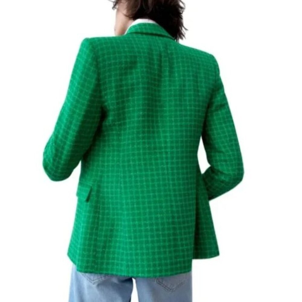 ZARA TEXTURED DOUBLE BREASTED BLAZER GREEN SIZE S 2324/682/098 - Picture 3 of 4